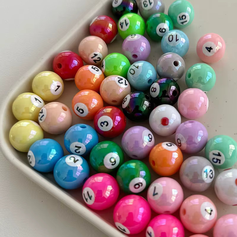 Spacer Perlen Acryl, rund, 16 mm, Billard Ball - Bild 2