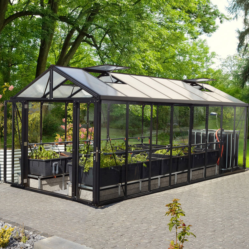 Vitavia Gewächshaus Zeus Comfort 15700 Schwarz 15,7 m² mit 3 mm ESG und 10 mm HKP - Bild 3