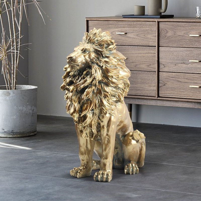 Milsccat Goldene Löwe Statue aus Kunstharz als modernes Luxus-Ornament für deine Wohnkultur - Bild 1