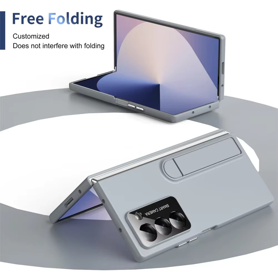 Stoßfeste Hide Stand Protect Handyhülle aus Kunststoff für Samsung Galaxy Z Fold 7, 6, 5, 4, 3 in Schwarz und Grau - Bild 1
