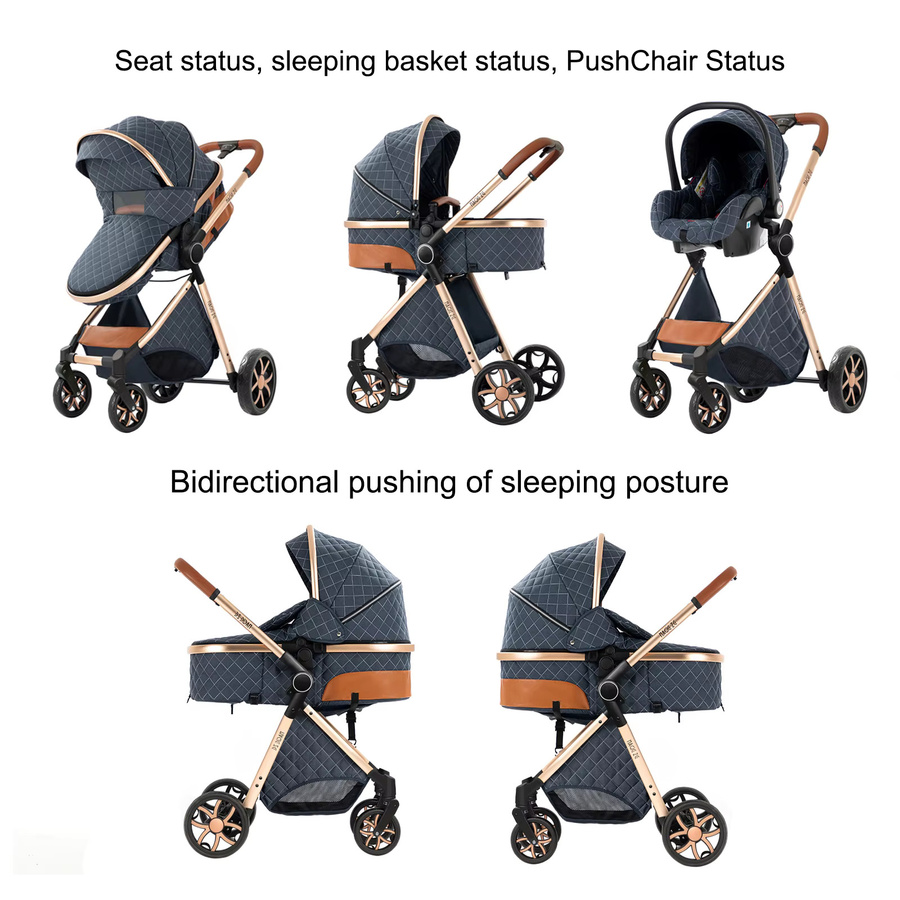 3-in-1 Kombikinderwagen mit Babywanne in Weiß für Neugeborene - Bild 2