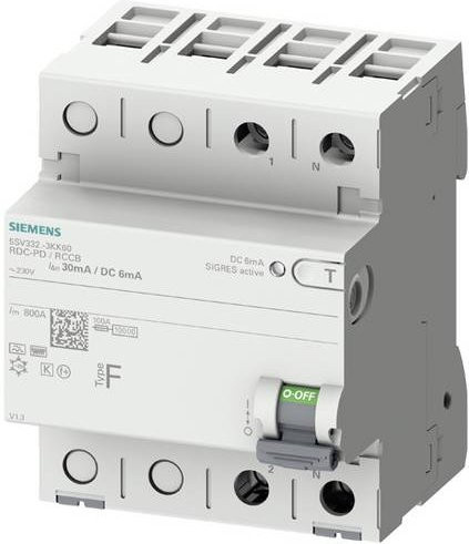Siemens 5SV3322-3KK60 Fehlerstrom-Schutzschalter RCD in Weiß - Bild 1