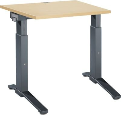 Schäfer Shop Genius Schreibtisch ERGOSTYLE S, manuell höhenverstellbar, quadratisch, C-Fuß, B: 80 cm, T: 80 cm, H: 67,5-89,5 cm, Ahorn/Anthrazit - Bild 1