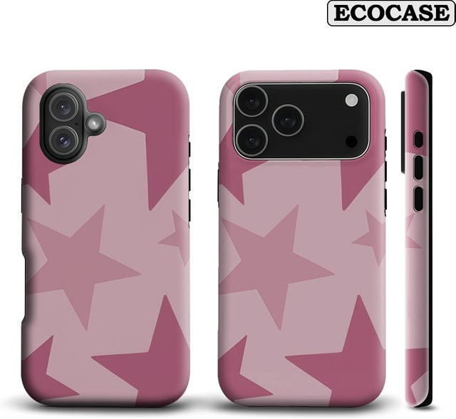 Potdemiel Handyhülle Pink-Toned Star für iPhone 17 16 15 14 13 12 Pro Max Plus mit doppelschichtiger Rückseite in Pink - Bild 1
