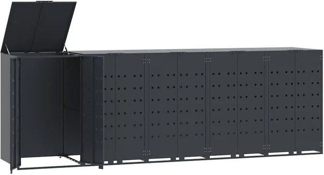 DELUKE Mülltonnenbox GORILO Mülltonnenverkleidung aus Stahl für 5 Tonnen, Farbe: Anthrazit, B/T/H: 345 x 79 x 117 cm - Bild 1