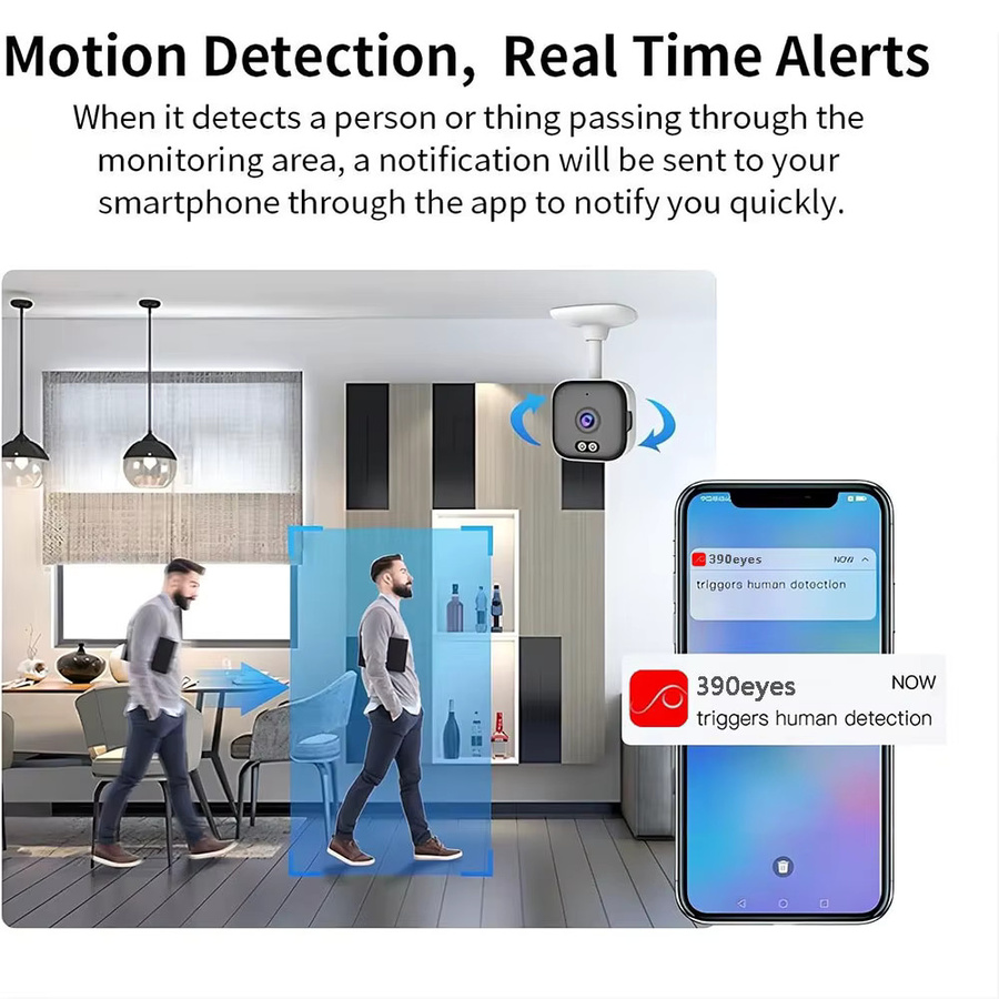 TAFN Mini Cube Wifi Indoor Kamera mit 3MP Auflösung, Zwei-Wege-Audio, Bewegungserkennung und Nachtsicht in Weiß - Bild 3