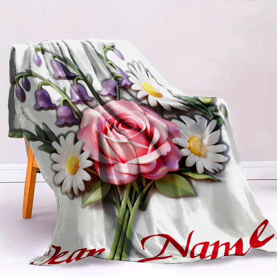 Personalisierte Winter-Flanellblanke von SRH mit floralem Design in Multicolour, extra dick und weich, B/T: 200 x 150 cm - Bild 2