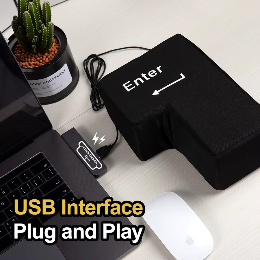 USB Enter Key Kissen als weiche Computer Taste zur Dekompression und Stressbewältigung in Schwarz - Bild 2