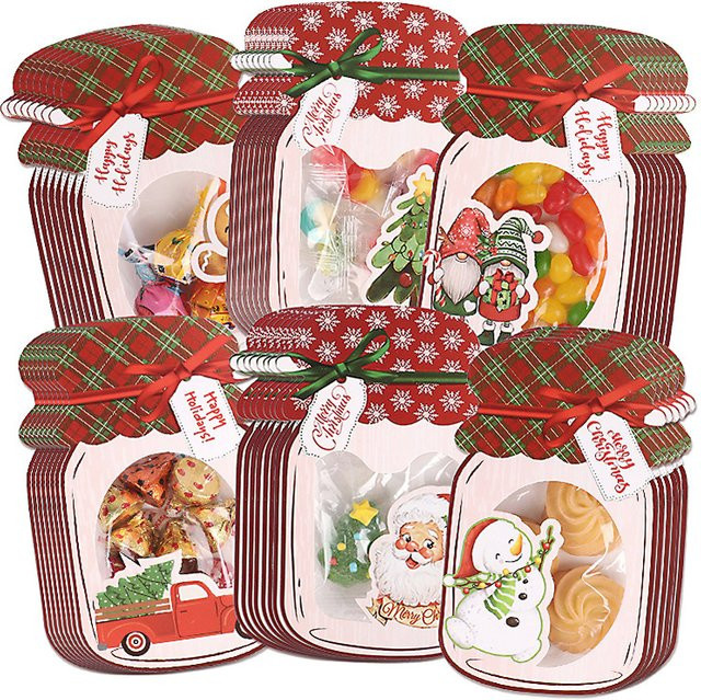 ZQNYCY Weihnachtliche Einmachglas Geschenkkarte mit Süßigkeiten Tasche für Party und Kinder, Mehrfarbig, Papier - Bild 1
