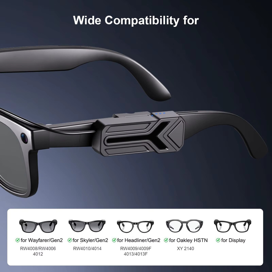 Tragbare 400mAh Powerbank in Schwarz als Ladegerät für Meta Wayfarer, Skyler, Headliner, Oakley HSTN und Display Gen2 Smart Glasses - Bild 3
