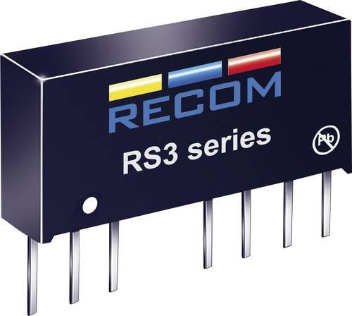 RECOM RS3-2412S DC/DC-Wandler Print 24 V/DC auf 12 V/DC 250 mA 3 W Schwarz - Bild 1