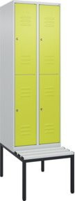 C+P Doppelstock-Spind Classic PLUS Sitzbank mit 2 Abteilen und Zylinderschloss, Farbe: Grau/Grün, B/T/H: 212 x 60 x 81,5 cm - Bild 1