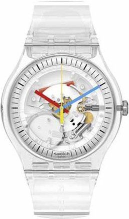 Swatch Armbanduhr, Quarzwerk, Kunststoff, 41*47,4 mm, Unisex, Transparent - Bild 1