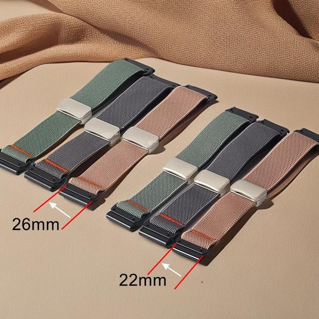 Armband für Garmin, elastisches Magnetarmband, 22mm, 26mm, Textil/NATO, Unisex - Bild 1