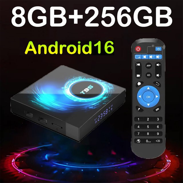 T95 Android Smart TV Box Media Streamer mit Allwinner H616, 4GB RAM, 128GB ROM und Dual WLAN 5G in Schwarz - Bild 1