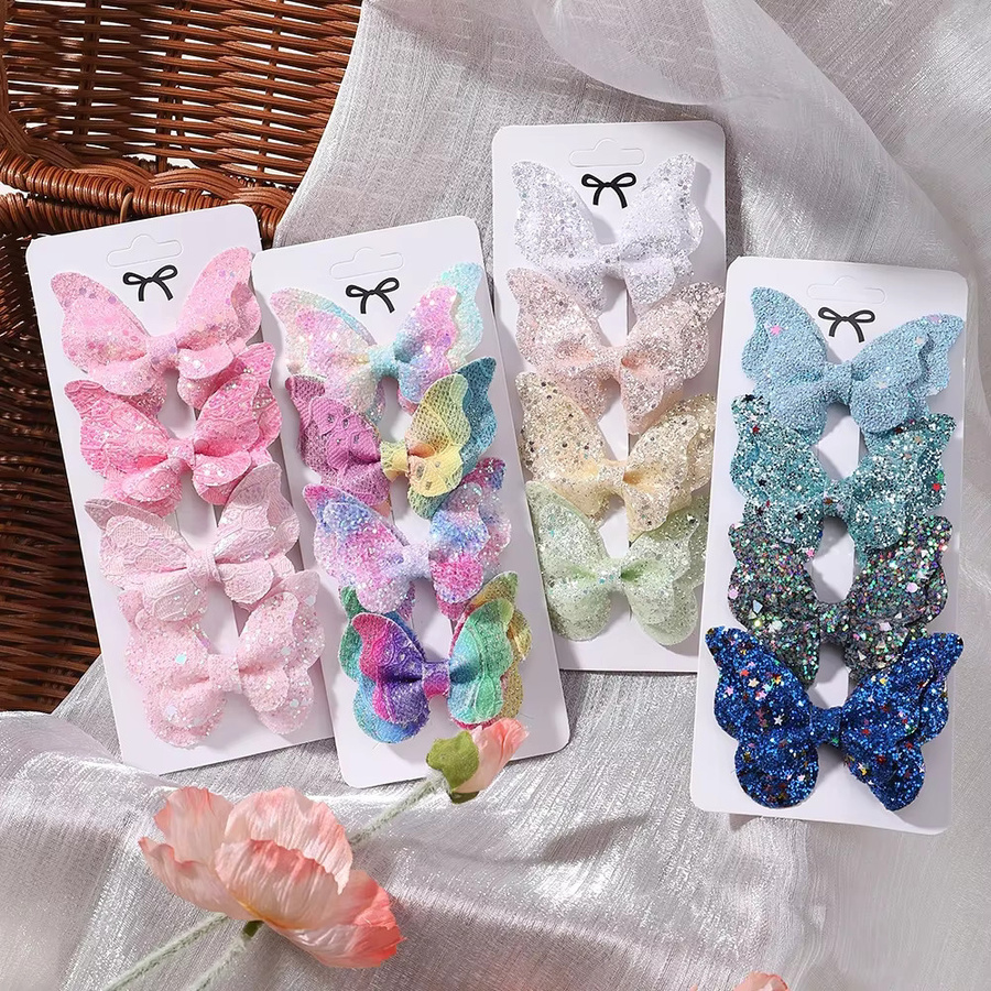 Haar Clips Doppel Schmetterling, Pailletten, Kinder - Bild 3