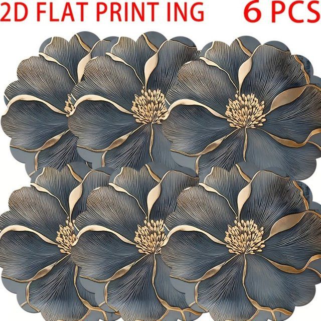 VIKAMA 6-teiliges rundes Tischset-Set mit floralem Design, rutschfest für Esstisch und Küche - Bild 1