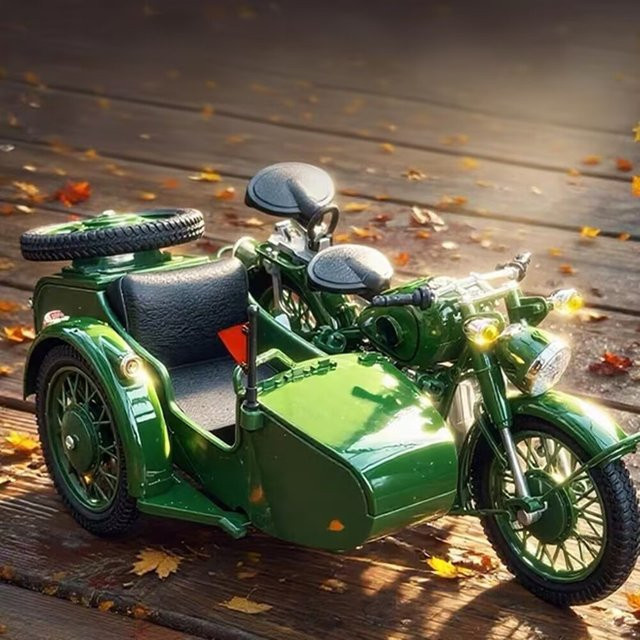 MAKEDA Retro Seite-auto Motorrad Modell, Diecast, 1:10, mit Sound und Licht - Bild 1