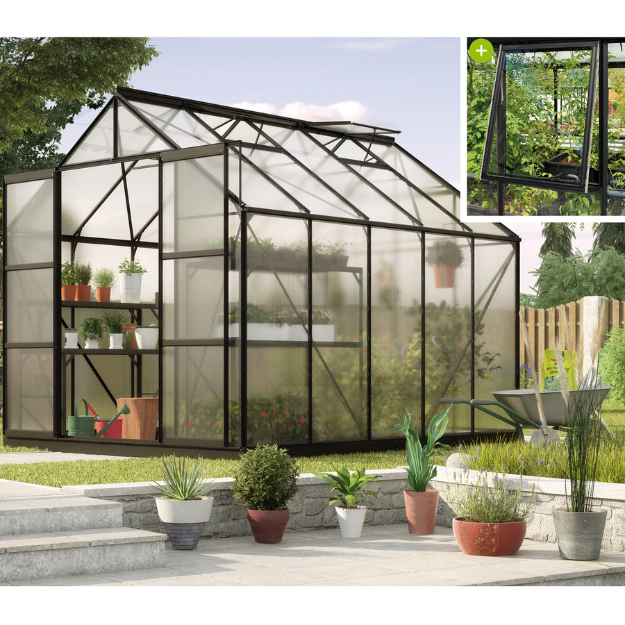 Vitavia Gewächshaus Jupiter 8300 in Schwarz mit 8,3 m² Fläche und 6 mm Polycarbonat-Platten - Bild 4