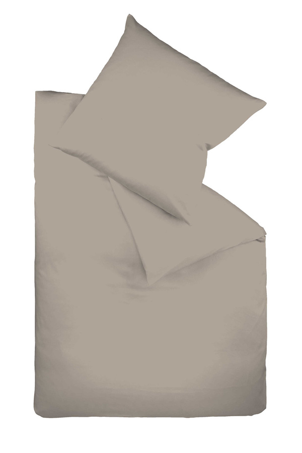 Fleuresse Bettwäsche aus Mako-Satin aus Baumwolle mit Reißverschluss, Grau und Beige, B/T/H: 200 x 200 cm - Bild 1