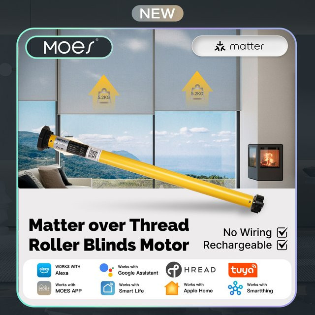 MOES Smart Rollo Motor mit Tuya Matter Thread für 38-mm-Rohrverschluss, kompatibel mit Alexa, Google Home und Apple HomeKit - Bild 1
