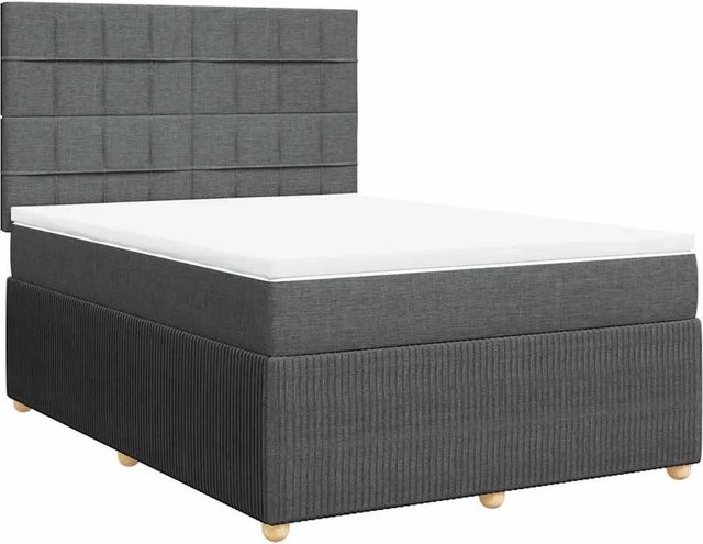 vidaXL Boxspringbett mit Matratze Dunkelgrau B/T/H: 140 x 200 cm - Bild 1