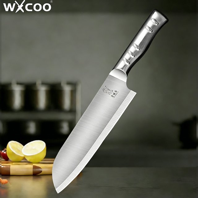 WXCOO Japanisches Küchenmesser aus Edelstahl in Silber, 7 Zoll Chef Knife - Bild 1