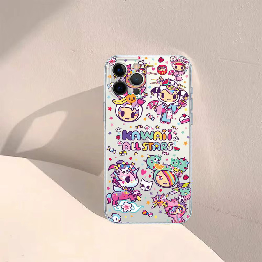 J-Japan T-Tokidoki Handyhülle für iPhone 11 bis 17 Pro Max Plus, transparent mit mehrfarbigem Design und weichem Material - Bild 3