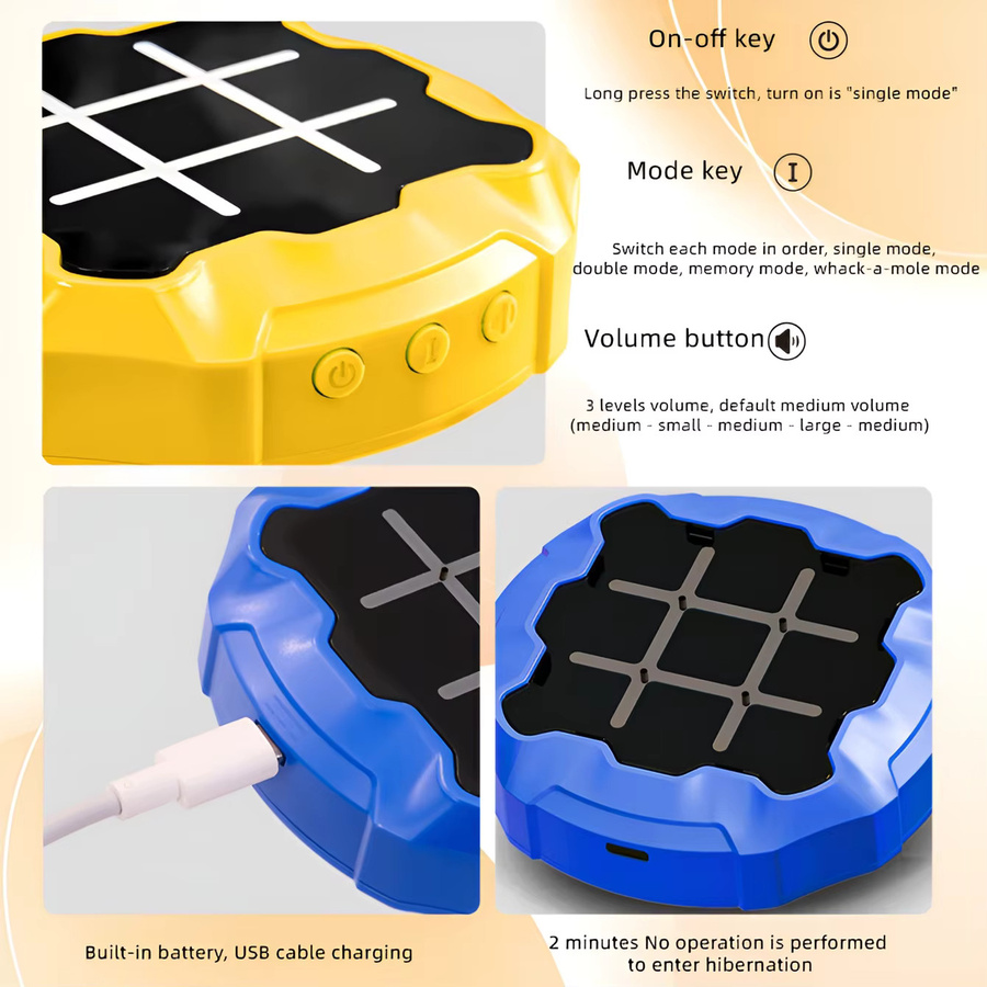 Elektrisches Tic-Tac-Toe-Spielzeug, Mausfänger, Gelb - Bild 3