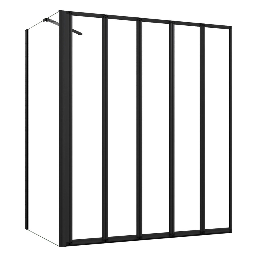 AICA 5-teilige Badewannenfaltwand mit Seitewand in Schwarz und Transparent, B: 120 cm, H: 140 cm, Seitenteil H: 70 cm - Bild 2