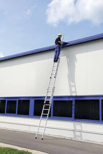 MUNK Günzburger Steigtechnik Aluminium Schiebeleiter 3-teilig in Silber mit einer maximalen Arbeitshöhe von 6,9 m - Bild 1