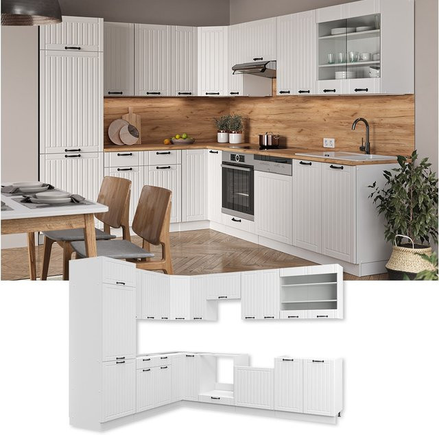 Vicco Fame-Line Eckküche in Landhausstil, Weiß, B: 227 cm, T: 60 cm - Bild 1