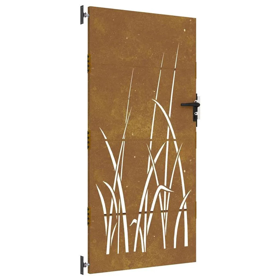 vidaXL Gartentor aus Cortenstahl in Rostoptik Braun mit Grasmotiv, B/H: 85 x 200 cm - Bild 2