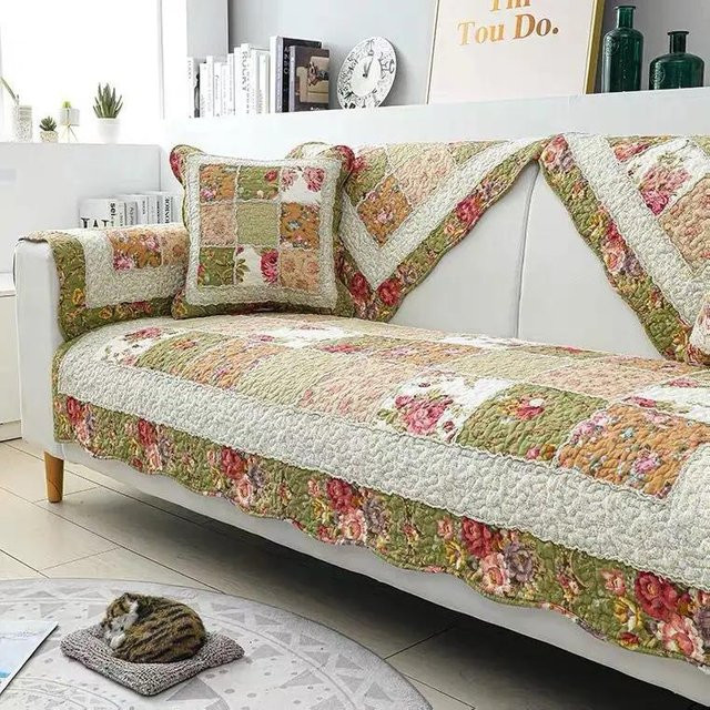 Moderner Sofaüberwurf mit Karomuster aus Baumwolle und Polyester, rutschfest, Mehrfarbig, B/T: 70 x 70 cm - Bild 1