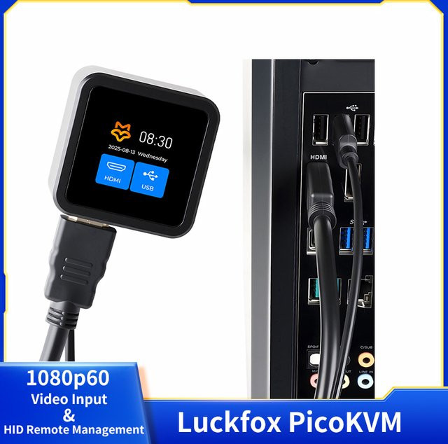 Luckfox PicoKVM Leichtgewichtiger IP-KVM mit Full-HD 1080p60 HDMI-Videoeingang und HID-Fernverwaltung in Schwarz - Bild 1