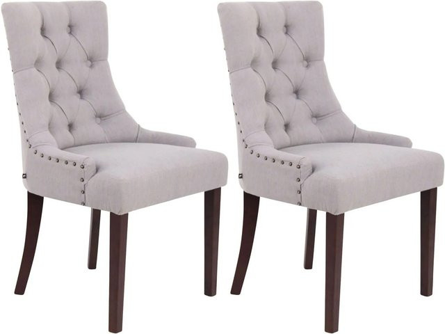 DELUKE 2er Set Esszimmerstühle HILON aus Stoff in Grau mit Kautschukholz, B/T/H: 55 x 58 x 92 cm - Bild 1