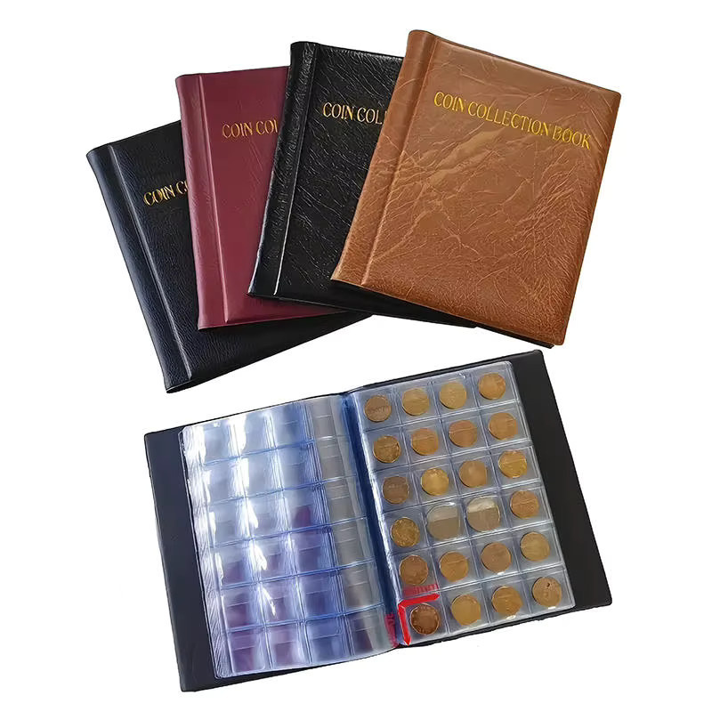 Münzsammelbuch mit 120/240 Taschen und 10 Seiten in Rot aus Kunststoff zur Aufbewahrung deiner Gedenkmünzen - Bild 3