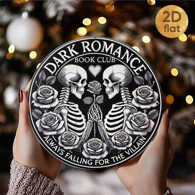 Potdemiel Dark Romance Book Club Metall-Wandschild mit Skull und Rose Design in Schwarz, Durchmesser: 19,99 cm - Bild 1