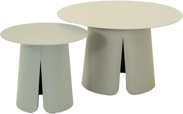 Lesli Beistelltisch-Set Oslo 2-teilig in Creme/Beige aus pulverbeschichtetem Aluminium für Garten, Balkon und Terrasse - Bild 1