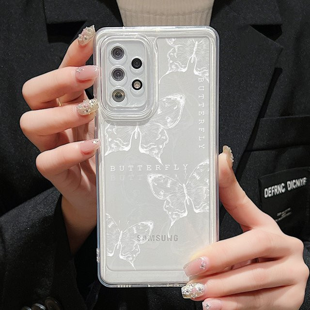 Weiche Samsung Handyhülle mit weißem Schmetterlings-Design für verschiedene Samsung Galaxy Modelle - Bild 1