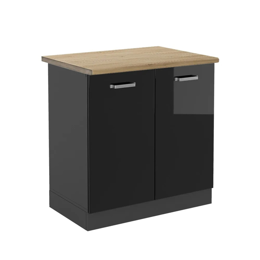 Vicco Spülenunterschrank R-Line in Schwarz Hochglanz und Anthrazit mit Eiche-Optik, B/T/H: 80 x 60 x 81,6 cm - Bild 2