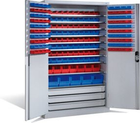 C+P Magazinschrank Acurado in Lichtgrau mit Scharniertüren und Schloss, H x B x T: 195 x 120 x 50 cm - Bild 1