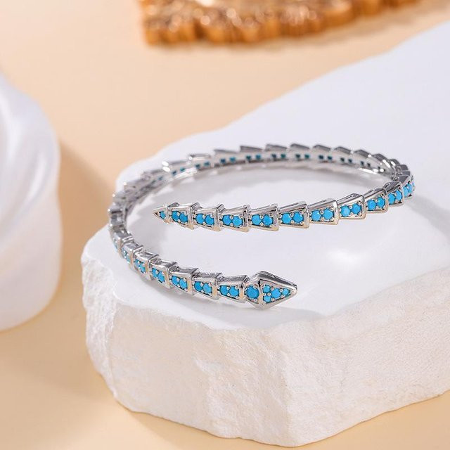 Lucky Star Jewelry Armband, Türkis, Schlangenknochen, Zirkonia, Damen, Silber - Bild 1