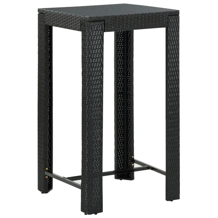 vidaXL Garten-Bartisch aus PE-Rattan in Schwarz, B/T/H: 60,5 x 60,5 x 110,5 cm - Bild 2