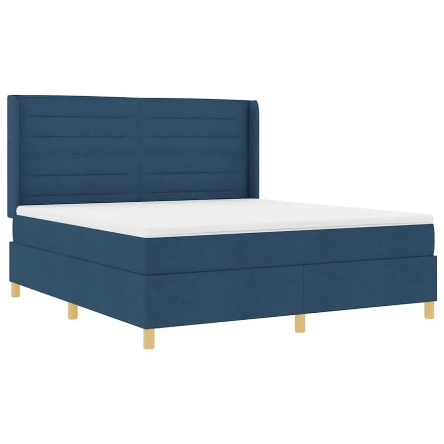 vidaXL Boxspringbett mit Matratze und Kopfteil in Blau, Hybridbett mit Taschenfederkern und Stoffbezug, B/T: 140 x 200 cm - Bild 2