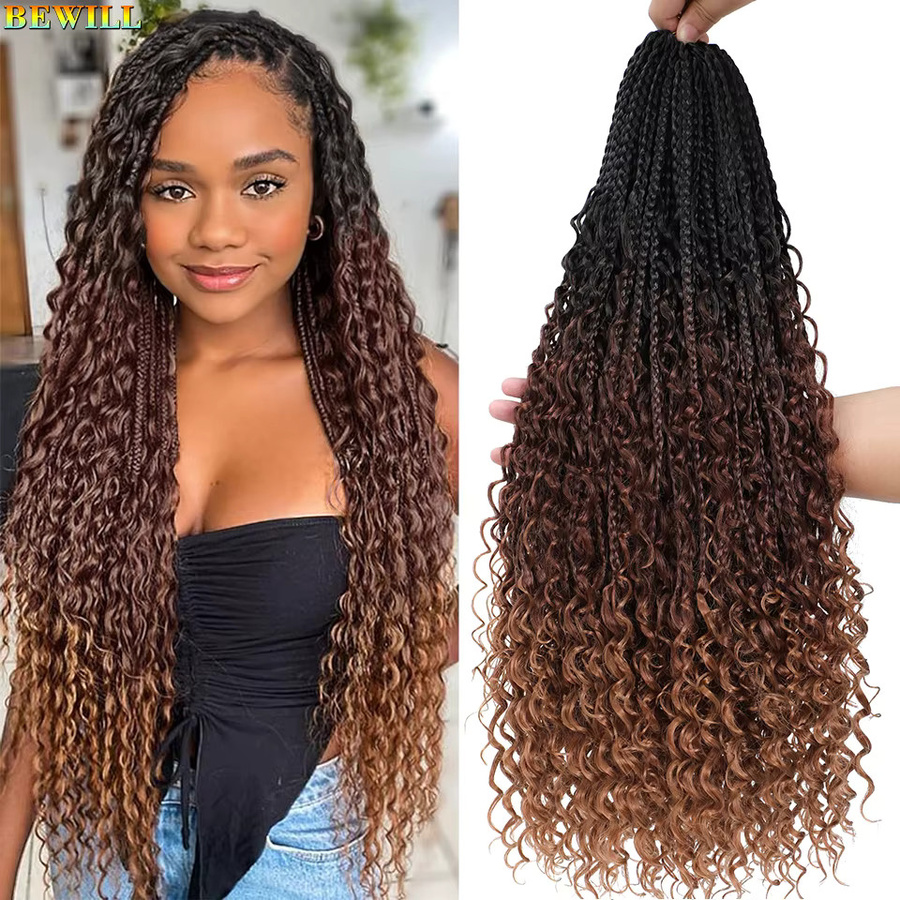 Bewill Goddess Box Braids Häkelhaar, Synthetisches Flechthaar, Damen - Bild 4