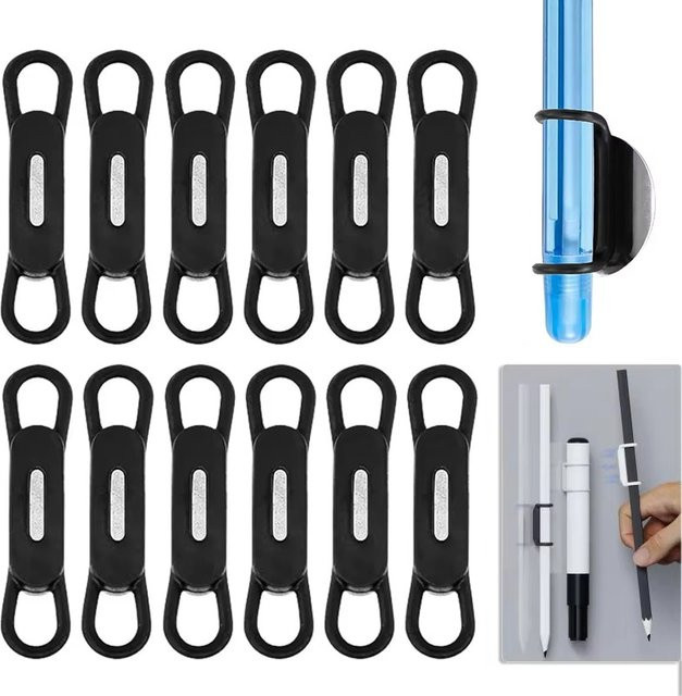 Fomscvka 6er Set magnetische Stifthalter aus Silikon in Schwarz, verstellbarer Marker-Organizer für Schreibtisch, Kühlschrank und Whiteboard - Bild 1
