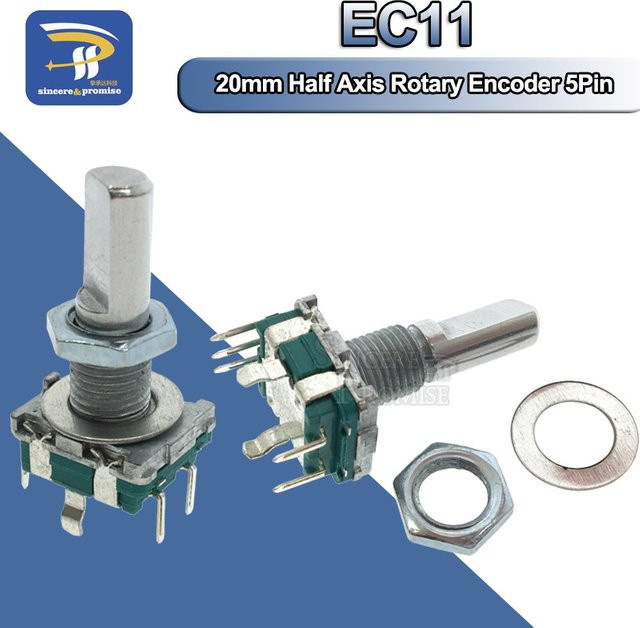 5er Set EC11 Halb Drehgeber Digitales Potentiometer mit Schalter und 20mm Griff in Silber - Bild 1