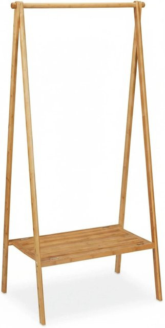 Relaxdays Kleiderständer aus Bambus in Natur, klappbar, H: 170 cm, B: 83 cm, T: 56 cm - Bild 1