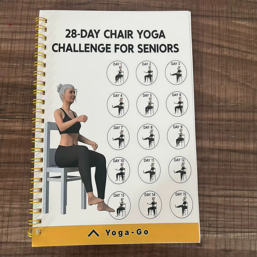 Notizbuch für die 28-Tage-Stuhl-Yoga-Challenge mit Trainingsplan für Anfänger, weiß, liniertes Papier - Bild 2
